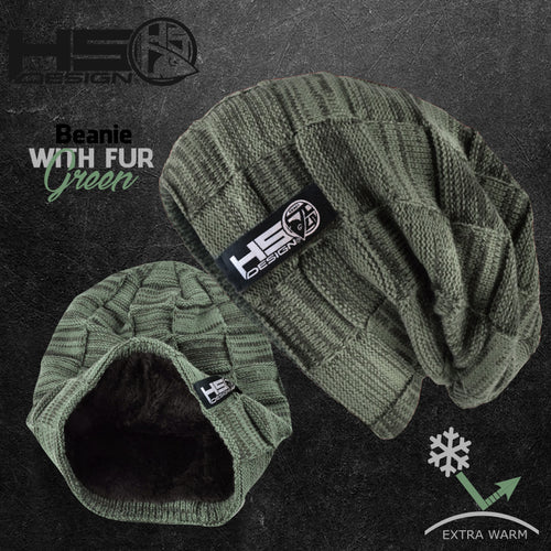 Green beanie HSD with fur - Beanies - Anglers World