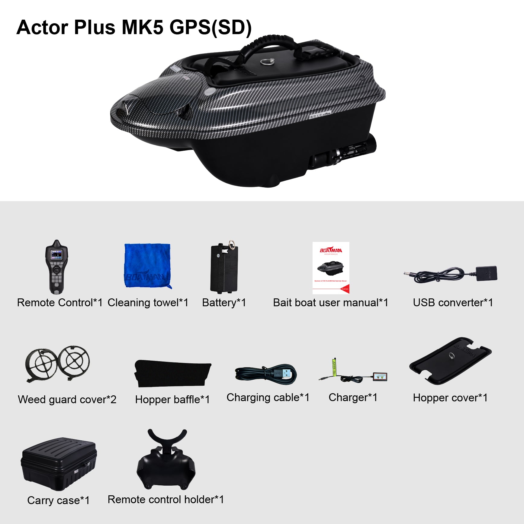 Boatman Actor Plus MK5 GPS-SD Bait Boat - Bait Boats - Anglers World