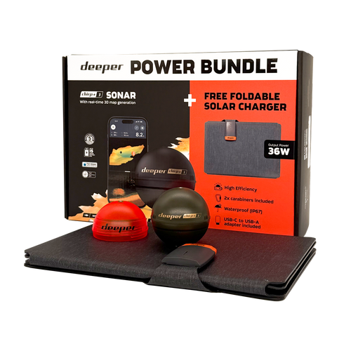 Deeper Power Bundle Chirp+3 and Solar Panel - Castable Sonar - Anglers World