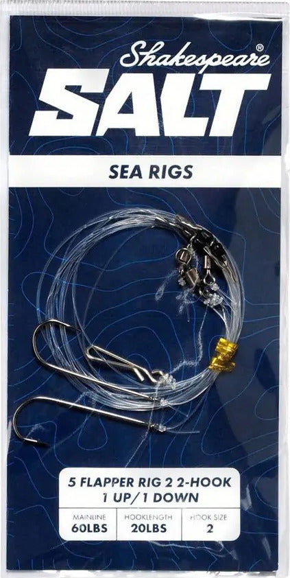 Shakespeare SALT 5 Flapper Rig 2 2-Hook 1 Up/1 Down - Sea Rigs - Anglers World