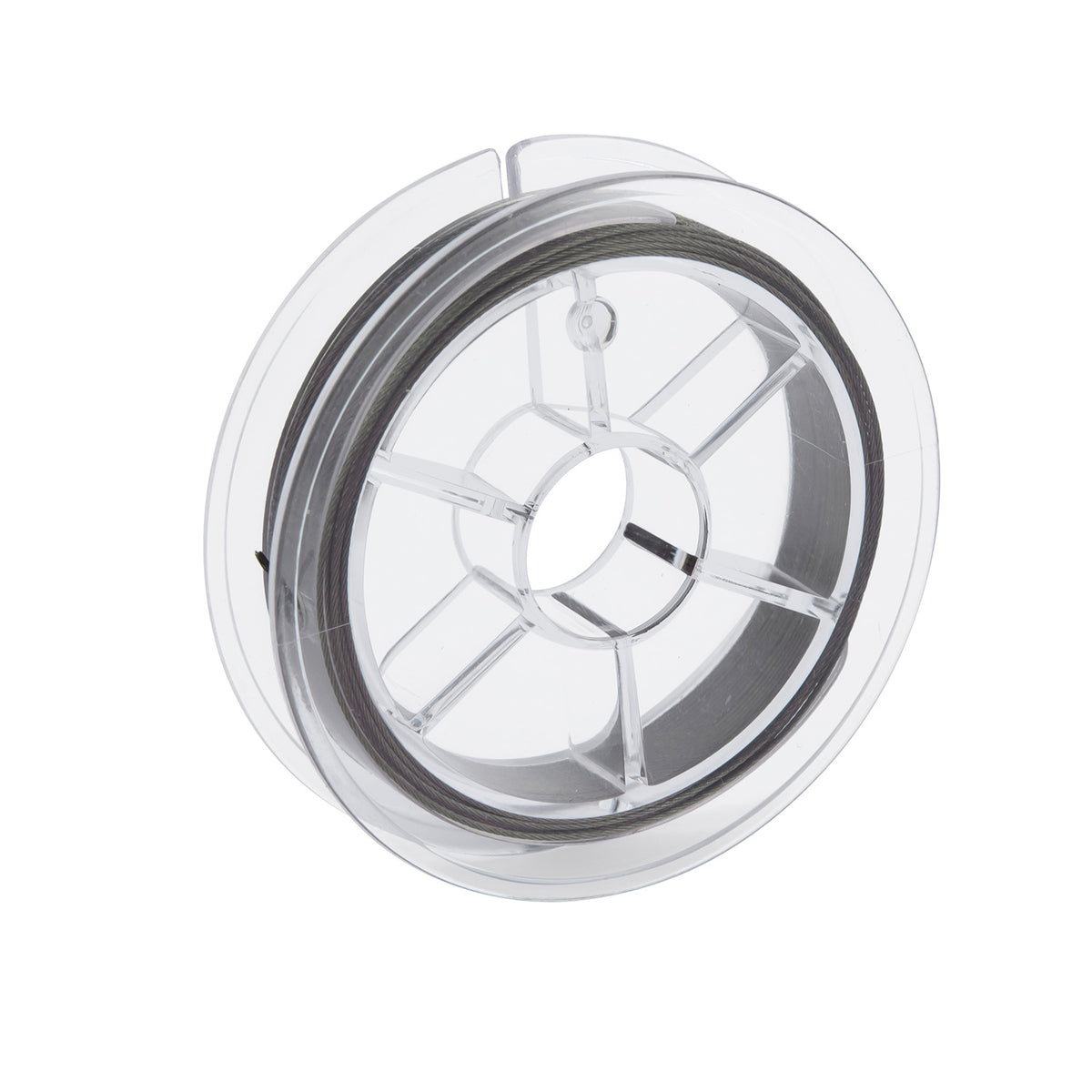 Skeater 49-strand 7x7 uncoated wire leader material on a clear spool