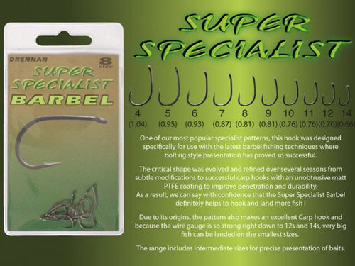 Drennan Super Specialist Barbel Hooks - Coarse Hooks - Anglers World